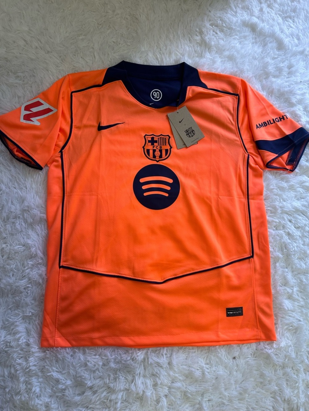 Nike Orange and Navy FC Barcelona Soccer Jersey
